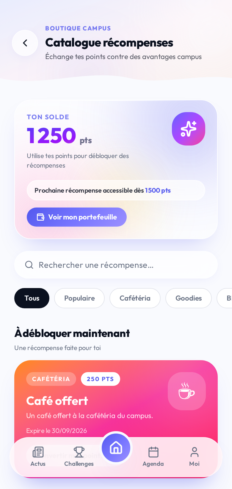 Catalogue de récompenses étudiantes